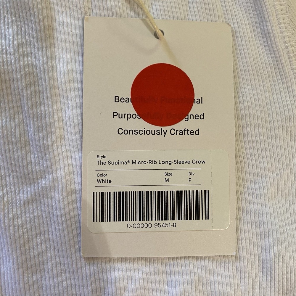 Everlane NWT Supima Cotton Luxe Micro-rib Long Sleeve Crew White Medium - Picture 7 of 8